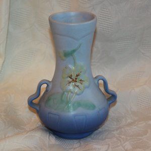 WELLER POTTERY SIGNED Blue Fade Two Handle VASE